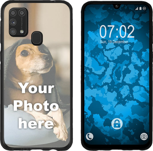 PhoneNatic Case kompatibel mit Galaxy M31 Personalisierte Handyhülle SCHWARZ zum selbst gestalten mit eigenem Foto