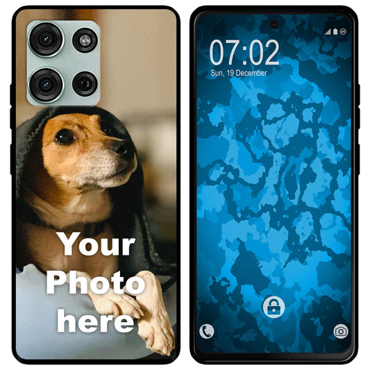 PhoneNatic Case kompatibel mit Moto G75 Personalisierte Handyhülle SCHWARZ zum selbst gestalten mit eigenem Foto