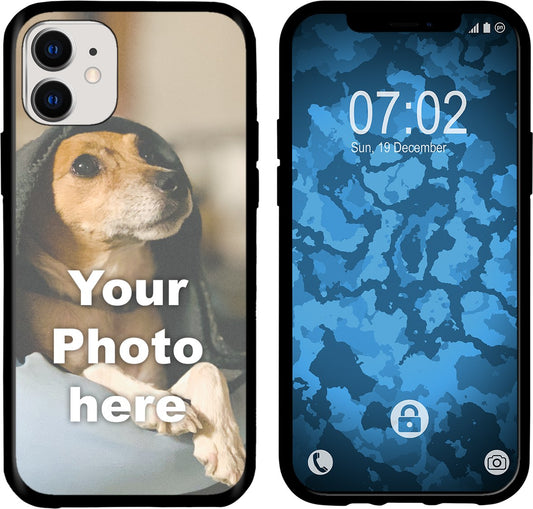 PhoneNatic Case kompatibel mit iPhone 12/12 Pro Personalisierte Handyhülle SCHWARZ zum selbst gestalten mit eigenem Foto