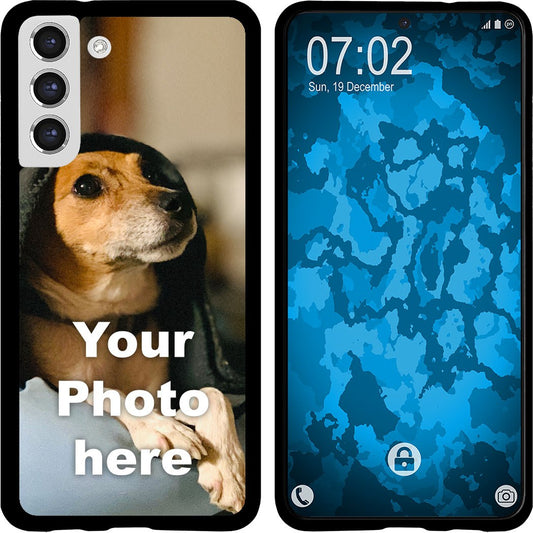 PhoneNatic Case kompatibel mit Galaxy S21 Personalisierte Handyhülle SCHWARZ zum selbst gestalten mit eigenem Foto