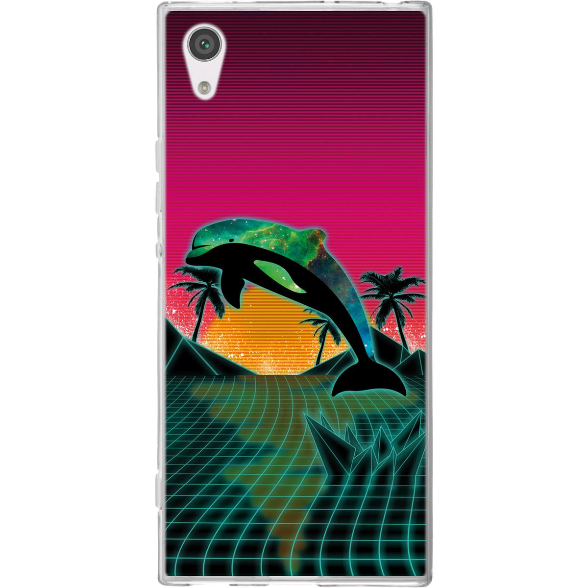 Case für Sony Xperia XA1 Silikon-Hülle Retro Wave Delphin M1 – Ansicht 2