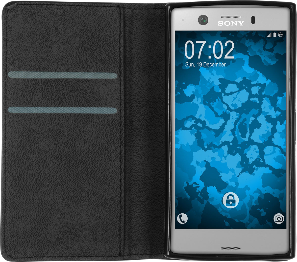 Kunst-Lederhülle für Sony Xperia XZ1 Compact - Book-Case schwarz – Ansicht 4