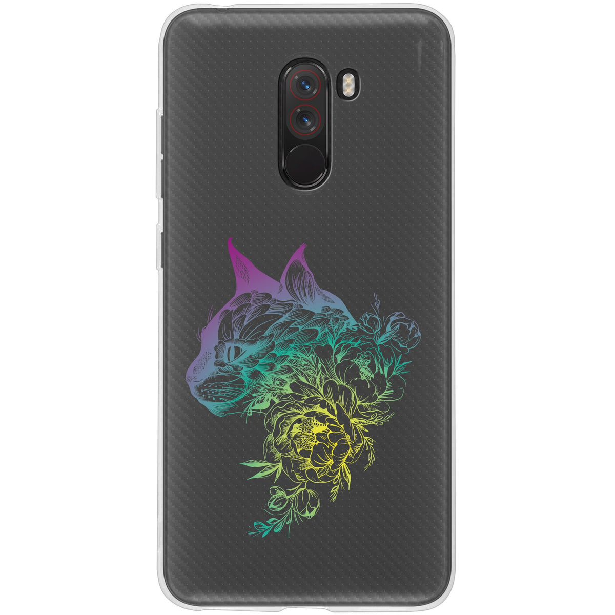 Case für Xiaomi Pocophone F1 Silikon-Hülle Floral Katze M2-4 – Ansicht 2