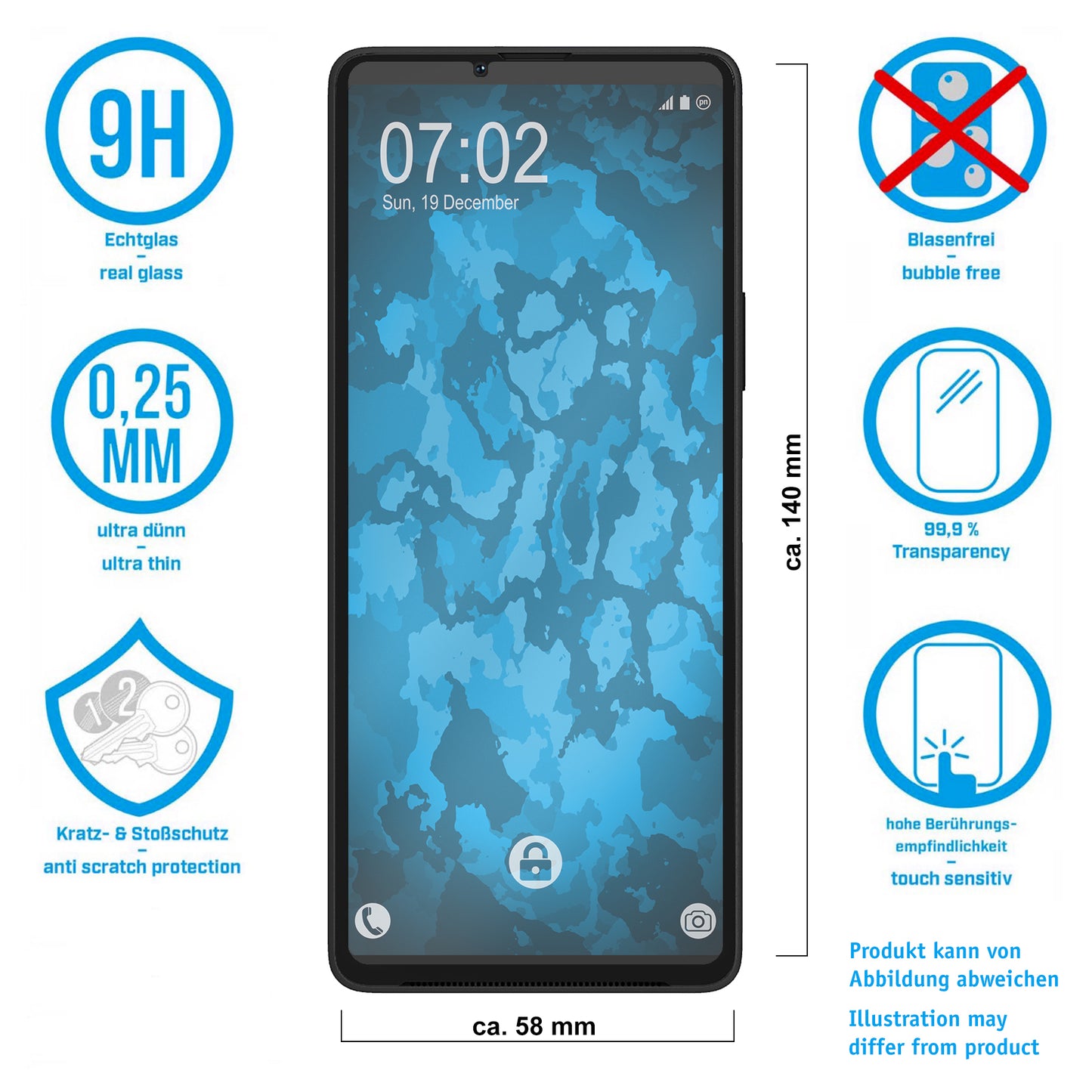 2x Glas-Folie klar für Sony Xperia 10 V – Panzerglas für Sony Xperia 10 V