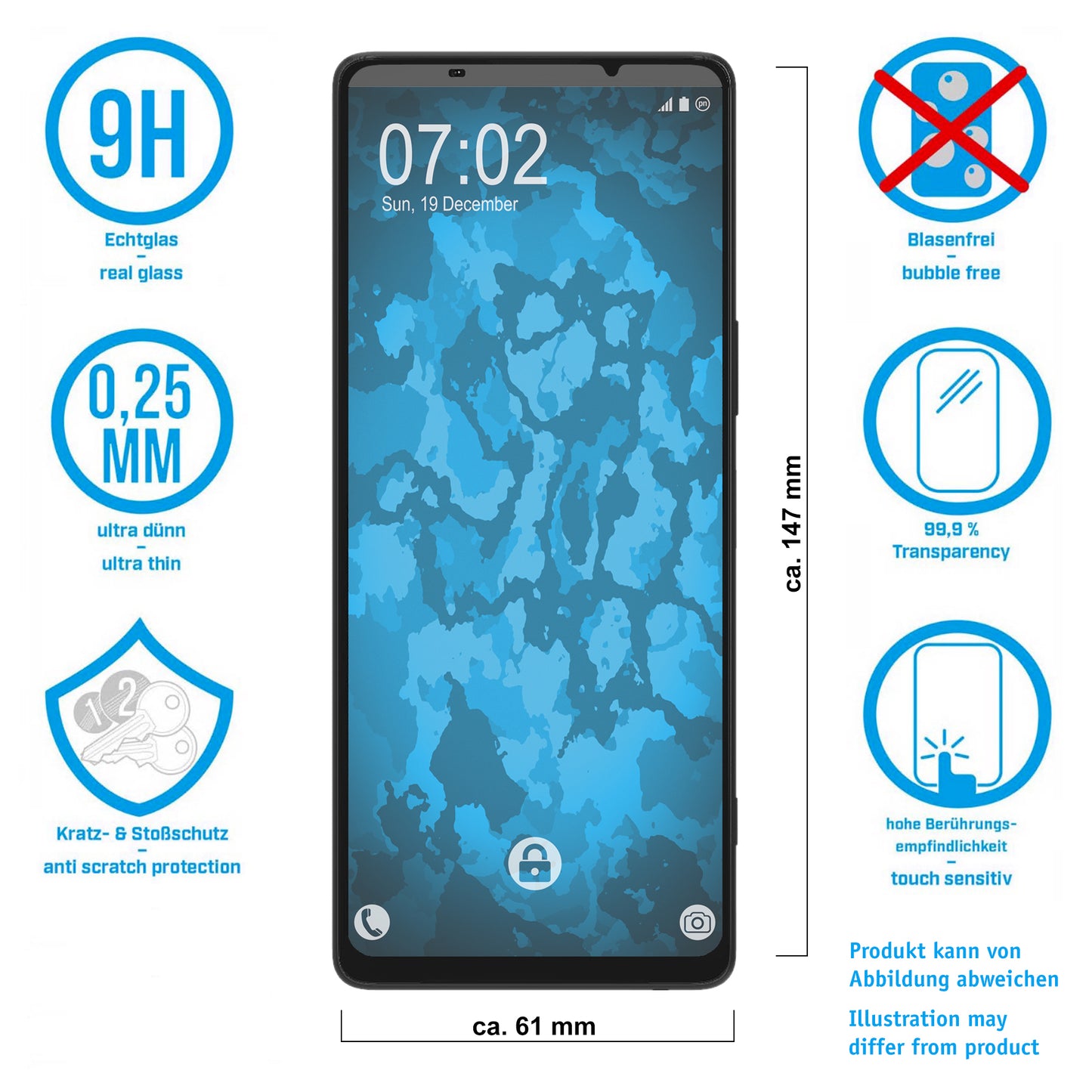 1x Glas-Folie klar für Sony Xperia 1V – Panzerglas für Sony Xperia 1V