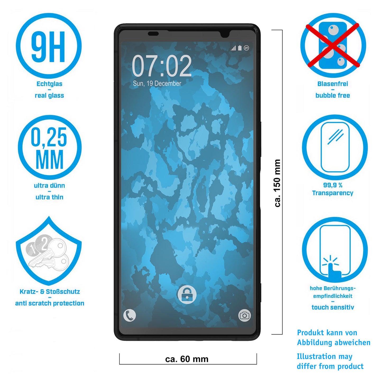 1x Glas-Folie klar für Sony Xperia 5 V – Panzerglas für Sony Xperia 5 V