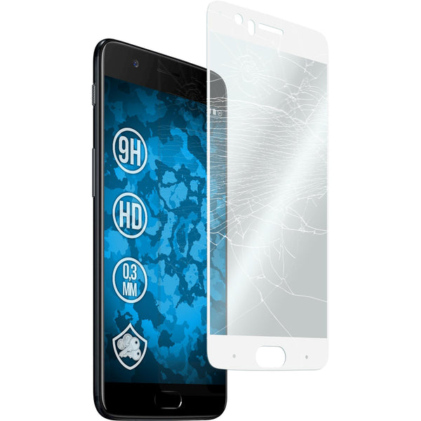 1 x  OnePlus 5 Glas-Displayschutzfolie klar full-screen weiﬂ