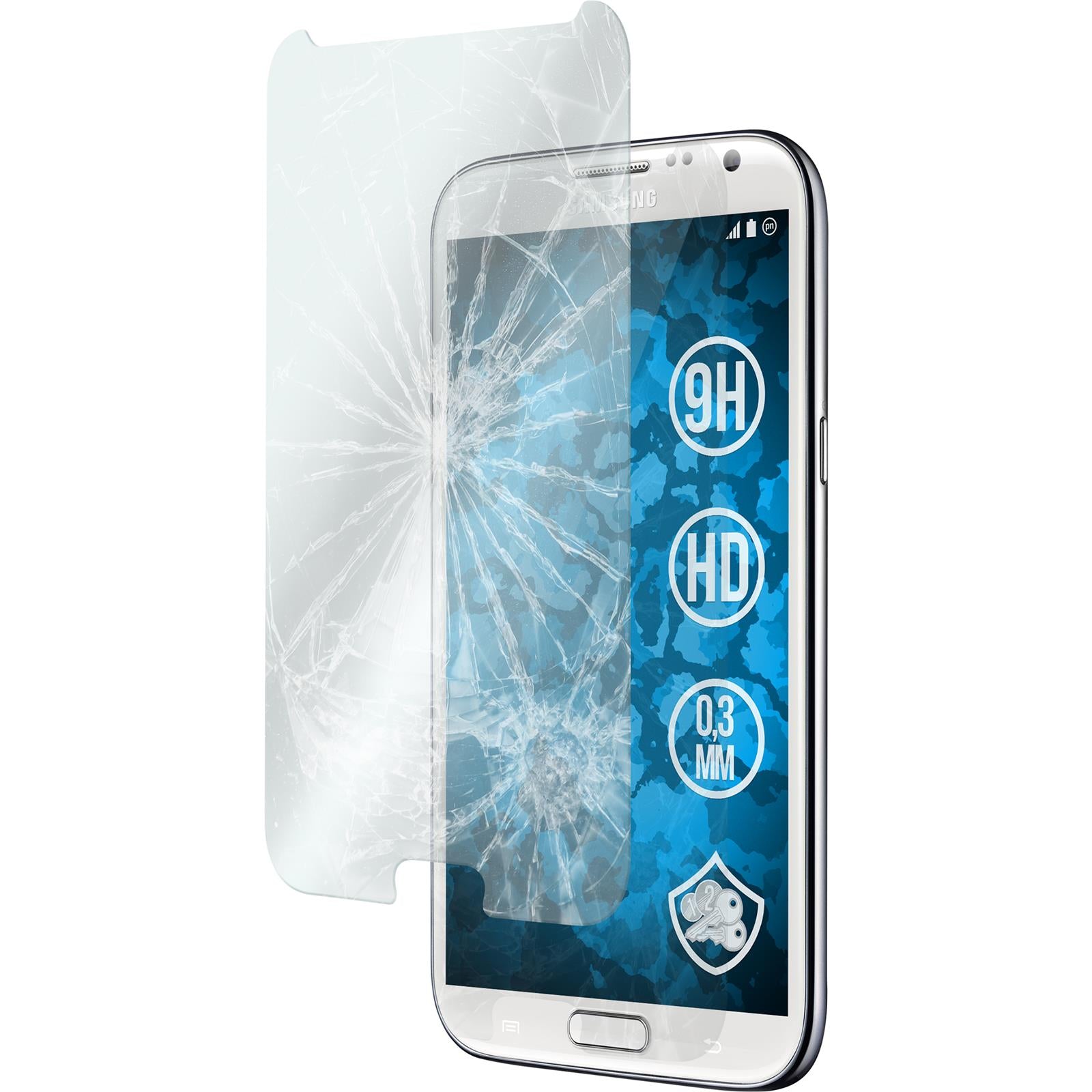 3 x Samsung Galaxy Note 2 Glas-Displayschutzfolie klar