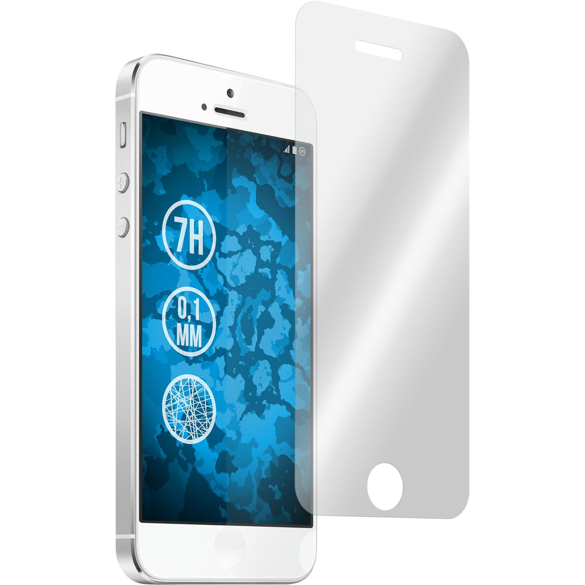 2 x Apple iPhone 5 / 5s / SE Displayschutzfolie Fiber-Glas k