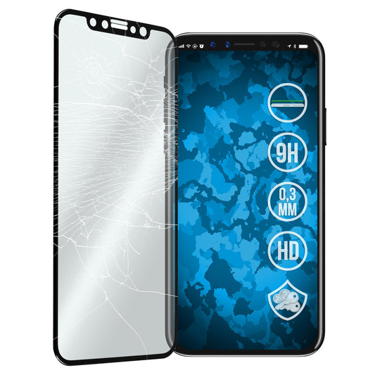 2 x Apple iPhone X / XS Glas-Displayschutzfolie klar full-sc