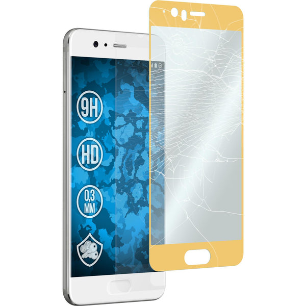 2 x Huawei P10 Glas-Displayschutzfolie klar full-screen gold