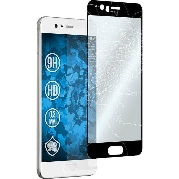 2 x Huawei P10 Glas-Displayschutzfolie klar full-screen schw