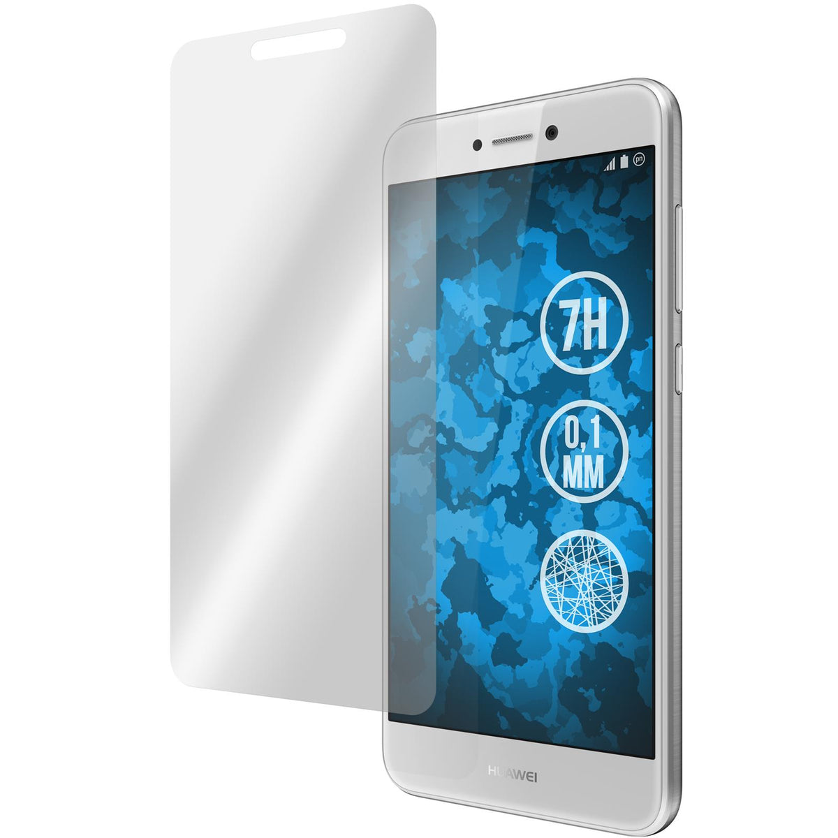 2 x Huawei P8 Lite 2017 Displayschutzfolie Fiber-Glas klar