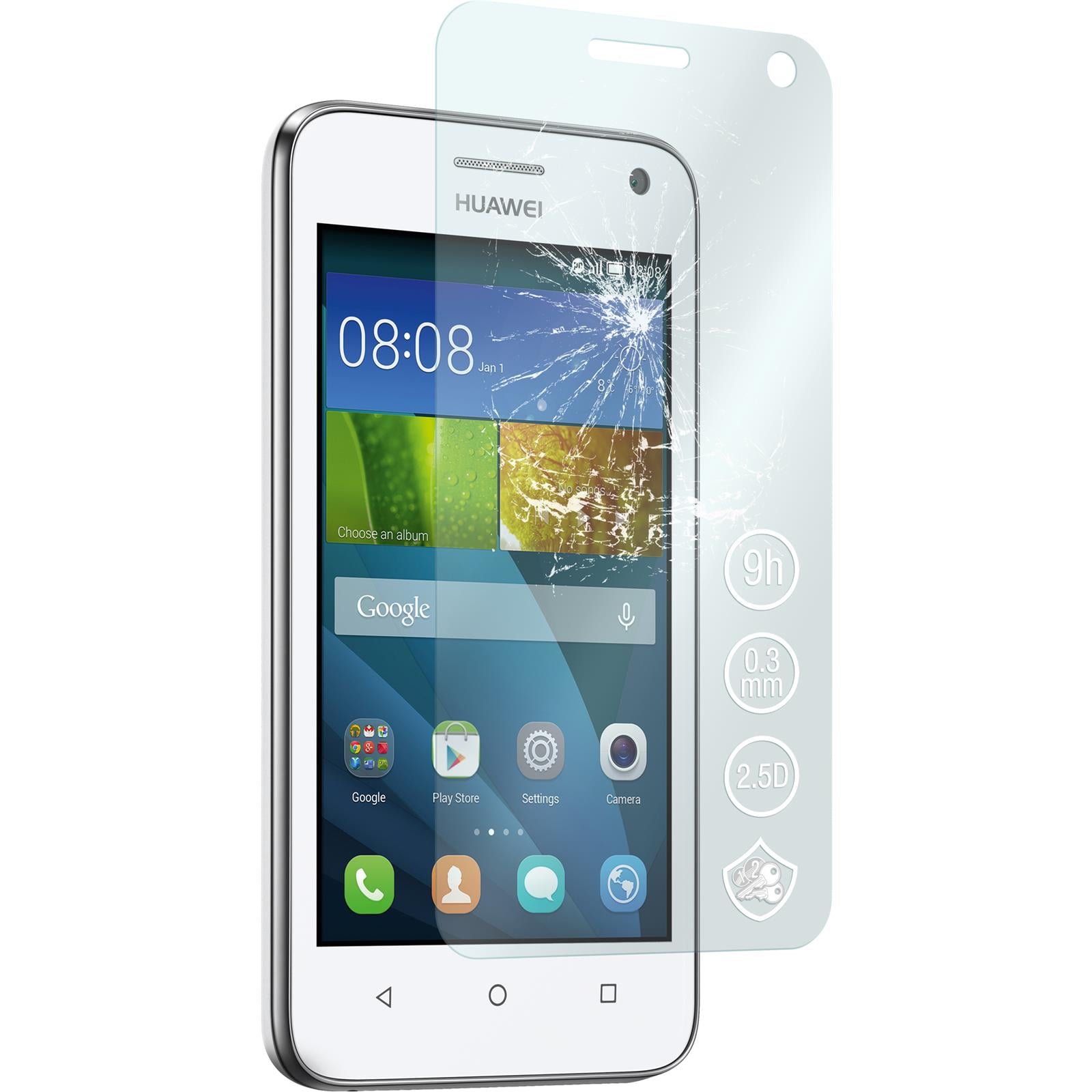 2 x Huawei Y360 Glas-Displayschutzfolie klar
