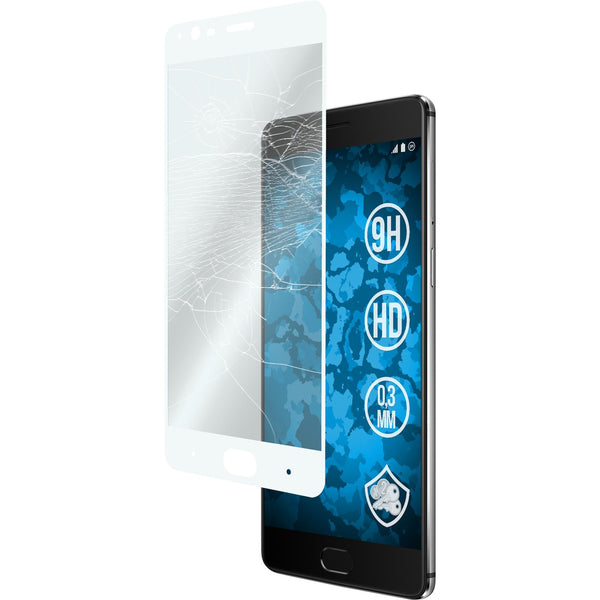 2 x  OnePlus 3 Glas-Displayschutzfolie klar full-screen weiﬂ