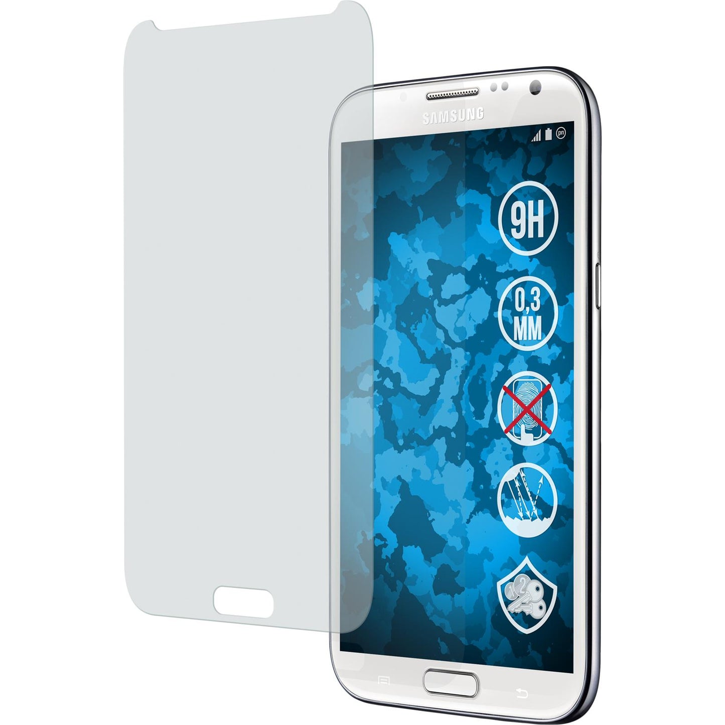 2 x Samsung Galaxy Note 2 Glas-Displayschutzfolie matt