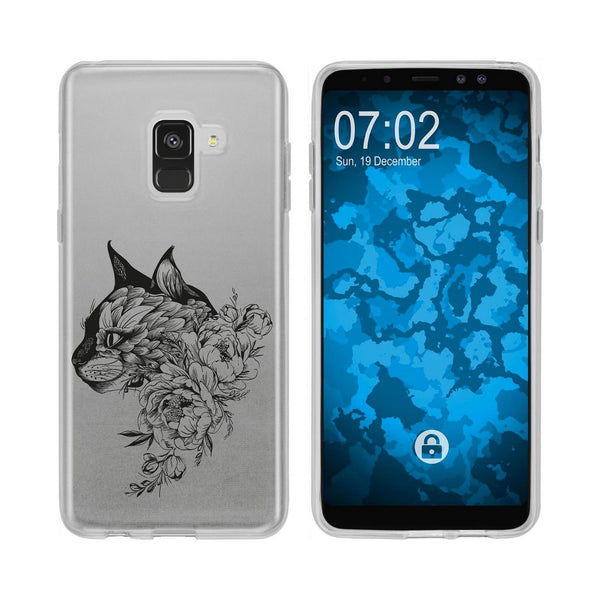 Galaxy A8 Plus (2018) Silikon-Hülle Floral Katze M2-1 Case