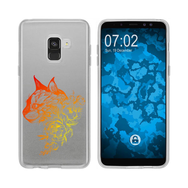 Galaxy A8 (2018) EU Version Silikon-Hülle Floral Katze M2-2