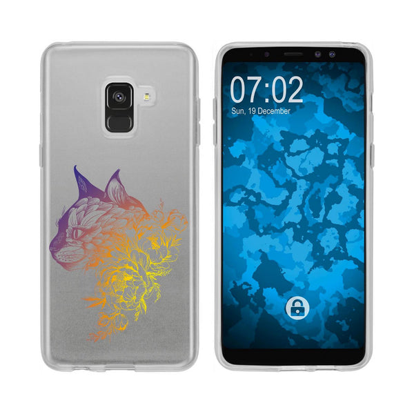 Galaxy A8 (2018) EU Version Silikon-Hülle Floral Katze M2-3