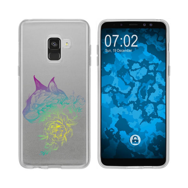 Galaxy A8 (2018) EU Version Silikon-Hülle Floral Katze M2-4
