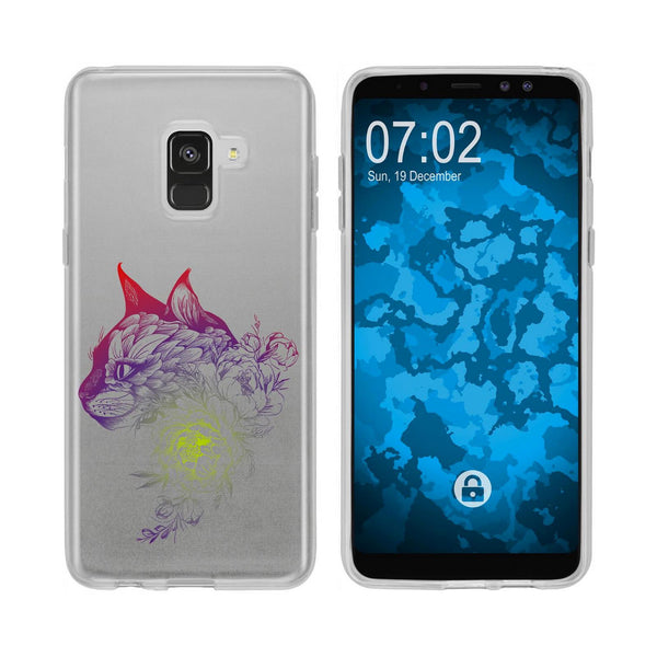 Galaxy A8 Plus (2018) Silikon-Hülle Floral Katze M2-5 Case