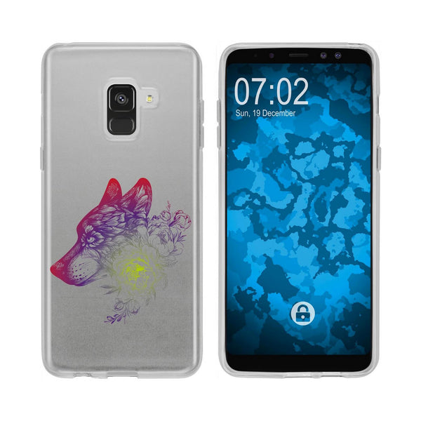 Galaxy A8 Plus (2018) Silikon-Hülle Floral Wolf M3-5 Case
