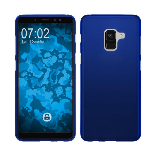 PhoneNatic Case kompatibel mit Samsung Galaxy A8 Plus (2018) - blau Silikon Hülle matt Cover