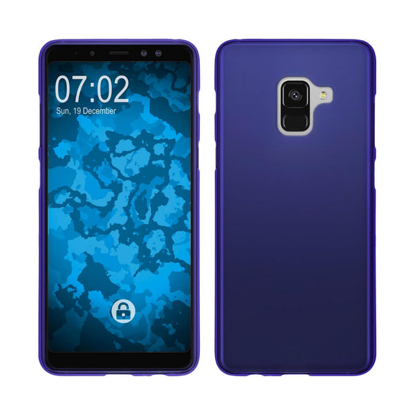 PhoneNatic Case kompatibel mit Samsung Galaxy A8 Plus (2018) - lila Silikon Hülle matt Cover