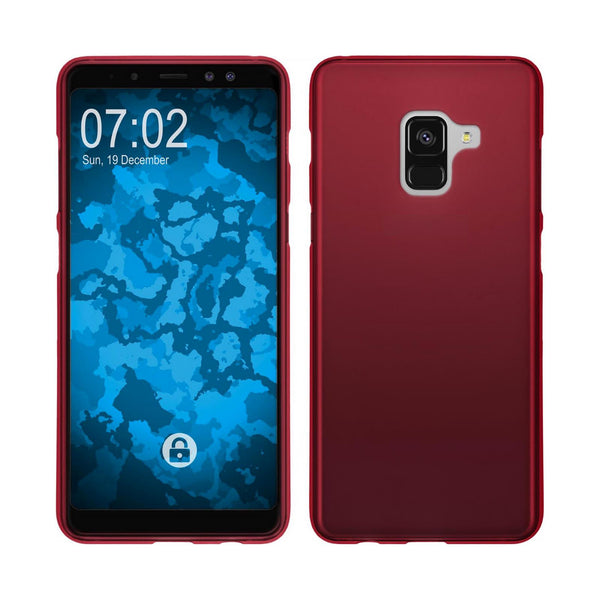 PhoneNatic Case kompatibel mit Samsung Galaxy A8 Plus (2018) - rot Silikon Hülle matt Cover