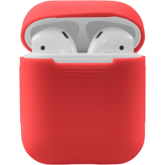 PhoneNatic Case kompatibel mit Apple AirPods - rot Silikon Hülle matt Cover