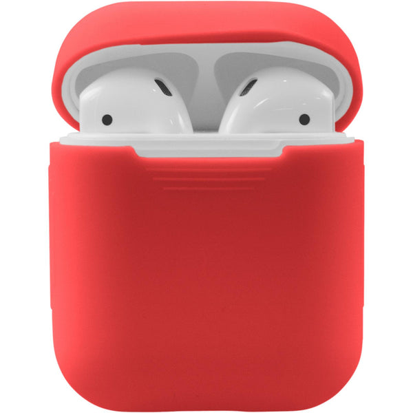 PhoneNatic Case kompatibel mit Apple AirPods - rot Silikon Hülle matt Cover