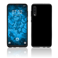 PhoneNatic Case kompatibel mit Samsung Galaxy A50 - schwarz Silikon Hülle transparent + 2 Schutzfolien