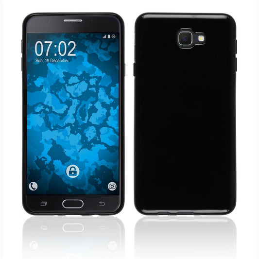 PhoneNatic Case kompatibel mit Samsung Galaxy J7 Prime - schwarz Silikon Hülle  + 2 Schutzfolien