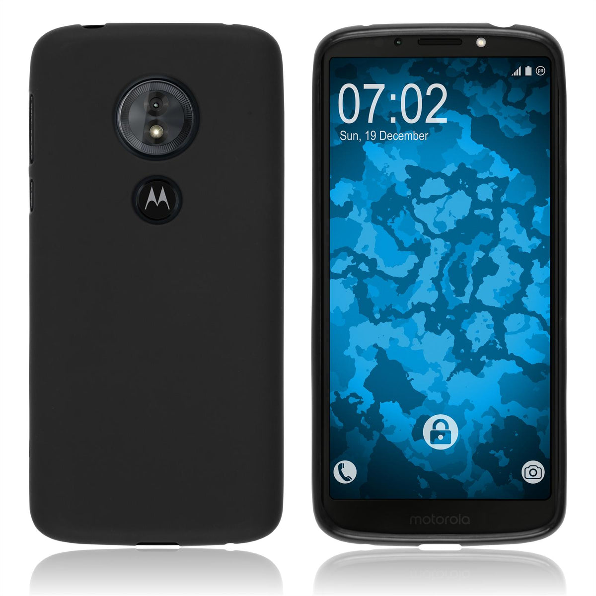 PhoneNatic Case kompatibel mit Lenovo Moto G6 Play - schwarz Silikon Hülle matt Cover