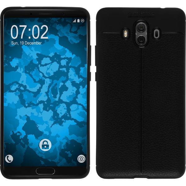 PhoneNatic Case kompatibel mit Huawei Mate 10 - schwarz Silikon Hülle Lederoptik Cover