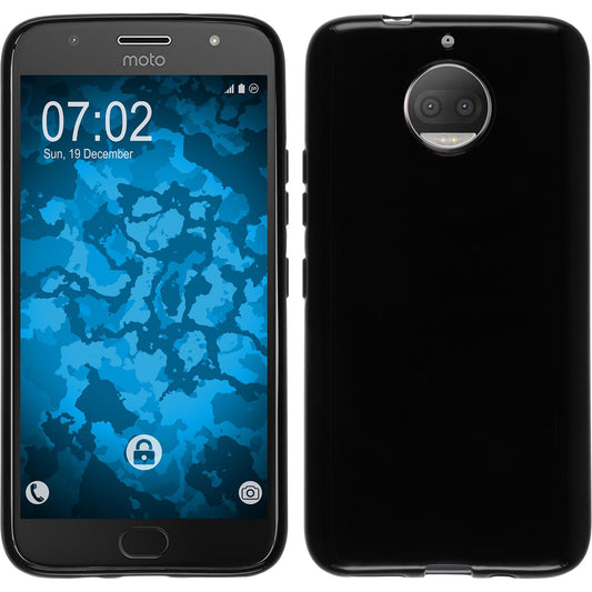 PhoneNatic Case kompatibel mit Lenovo Moto G5s Plus - schwarz Silikon Hülle transparent Cover
