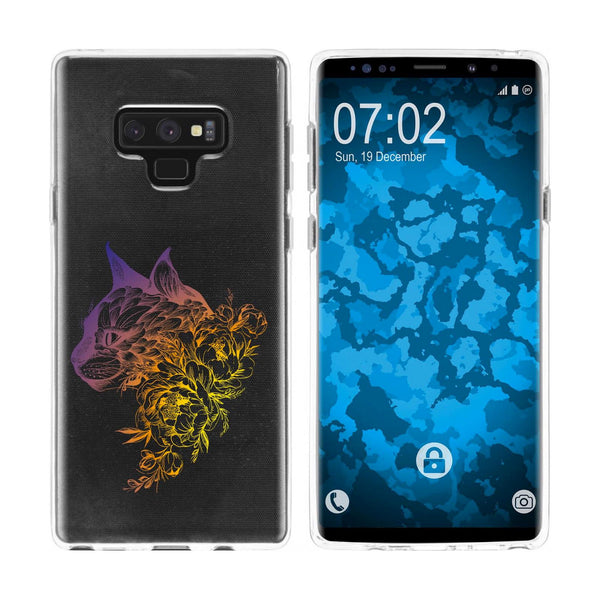 Galaxy Note 9 Silikon-Hülle Floral Katze M2-3 Case