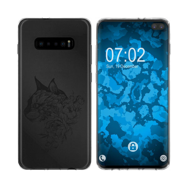 Galaxy S10 Silikon-Hülle Floral Katze M2-1 Case