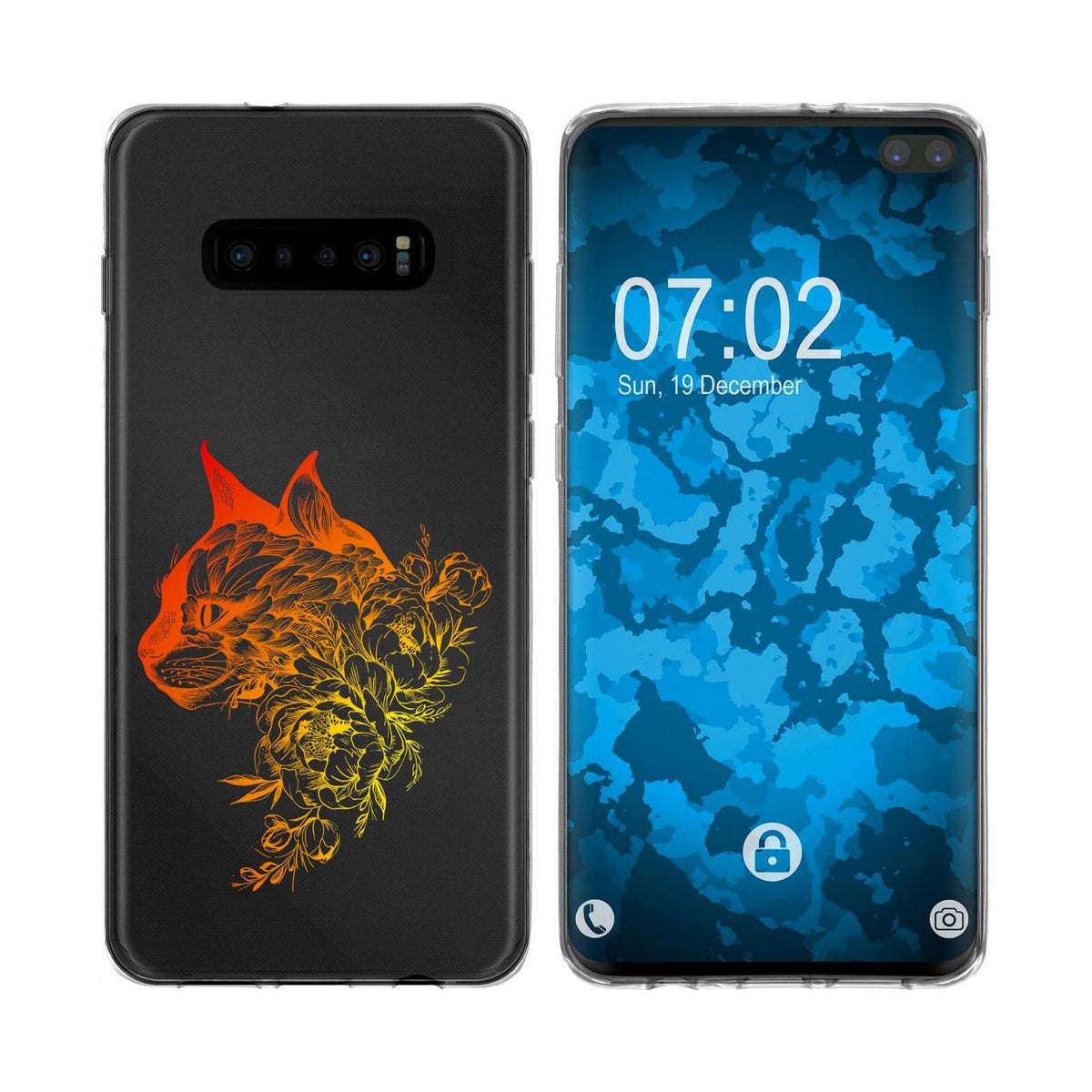 Galaxy S10 Silikon-Hülle Floral Katze M2-2 Case