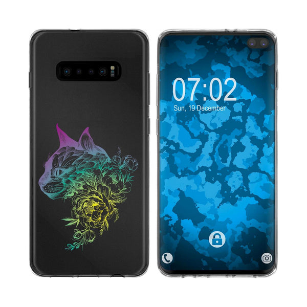 Galaxy S10 Silikon-Hülle Floral Katze M2-4 Case