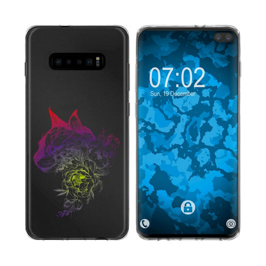 Galaxy S10 Silikon-Hülle Floral Katze M2-5 Case