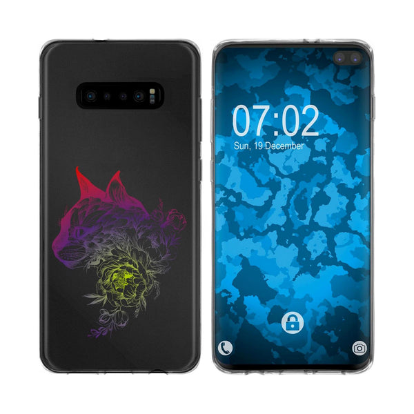 Galaxy S10 Silikon-Hülle Floral Katze M2-5 Case