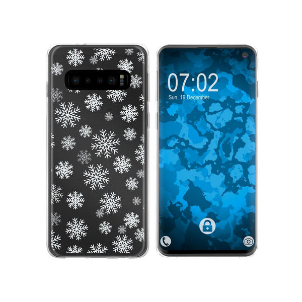 Galaxy S10 Silikon-Hülle X Mas Weihnachten Schneeflocken M2