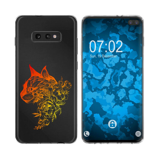 Galaxy S10e Silikon-Hülle Floral Katze M2-2 Case