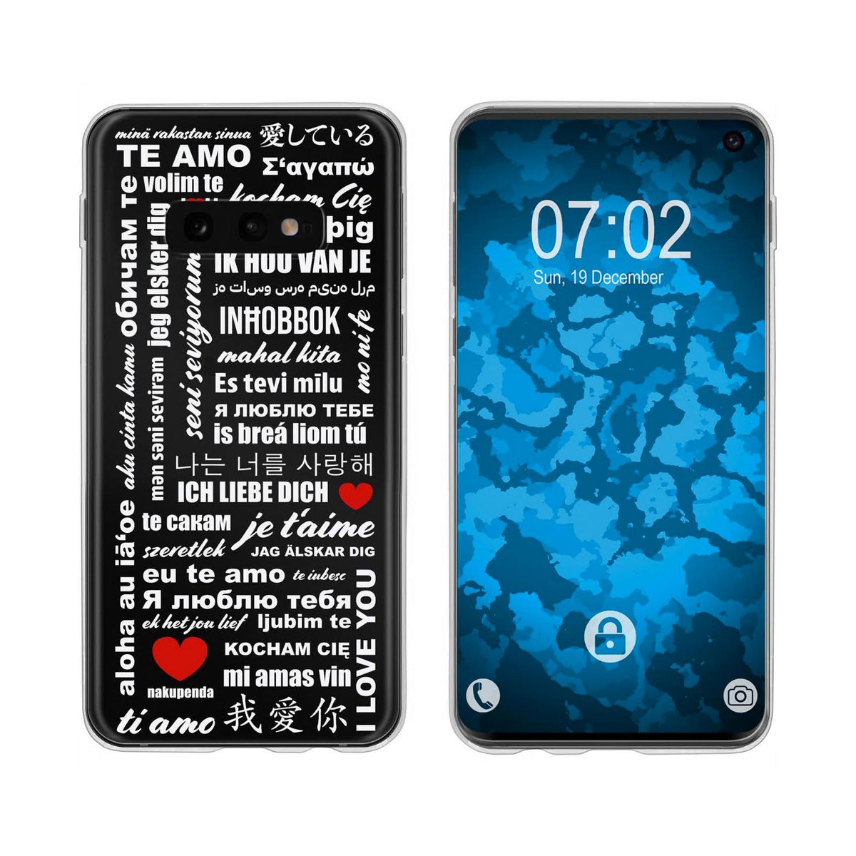 Galaxy S10e Silikon-Hülle in Love Wörter M5 Case
