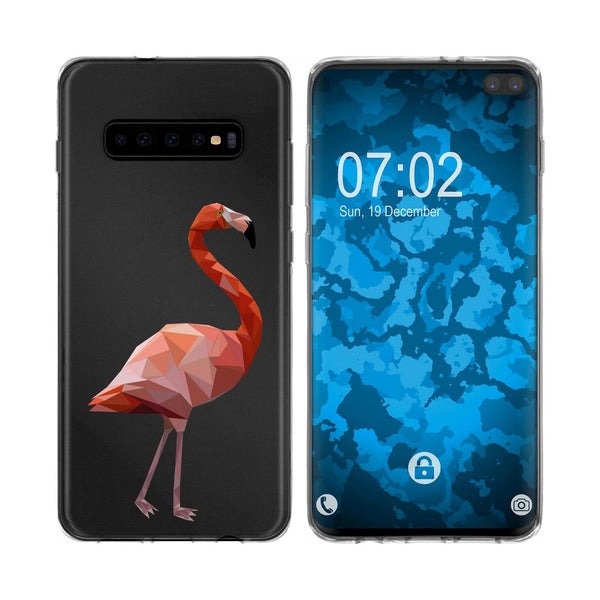 Galaxy S10 Plus Silikon-Hülle Vektor Tiere Flamingo M2 Case