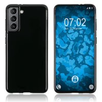 PhoneNatic Case kompatibel mit Samsung Galaxy S21 - schwarz Silikon Hülle crystal-case Cover