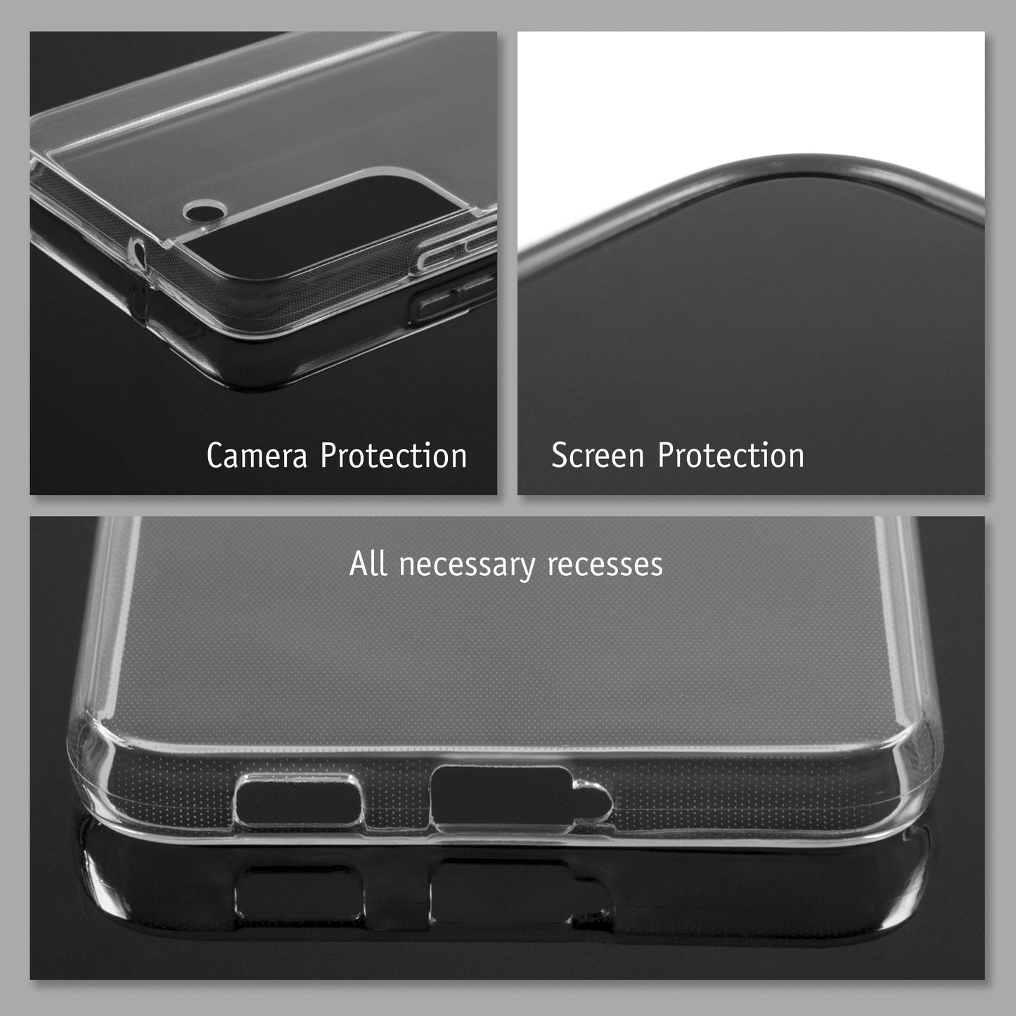 PhoneNatic Case kompatibel mit Samsung Galaxy S22 - Schwarz Silikon Hülle crystal-case Cover