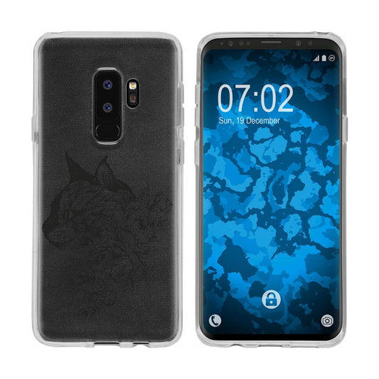 Galaxy S9 Plus Silikon-Hülle Floral Katze M2-1 Case