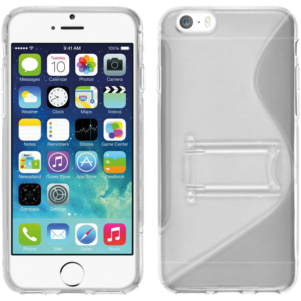 PhoneNatic Case kompatibel mit Apple iPhone 6s / 6 - clear Silikon Hülle Aufstellbar Cover